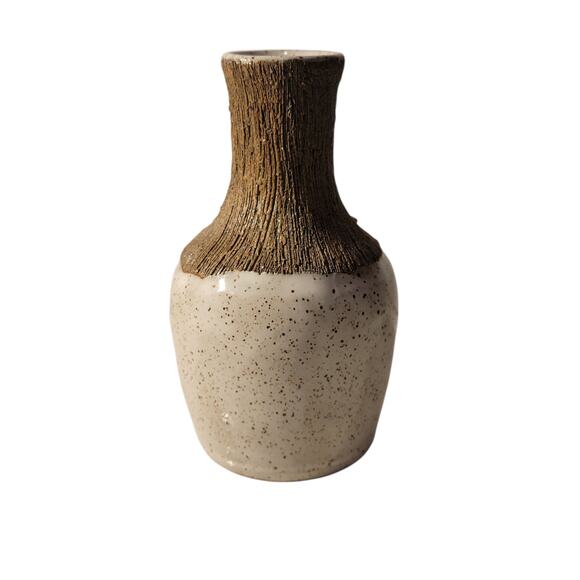 Handmade Studio Pottery Bud Vase & Mug Maple Leaf Design Signed PRP Speckle - Picture 4 of 14